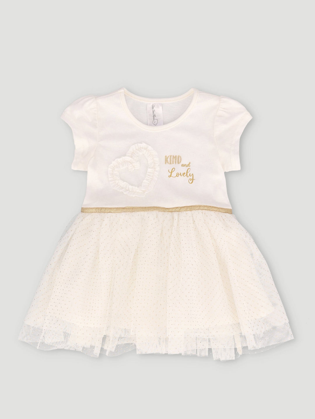 Baby Girls Heart Tuille Dress - Cream