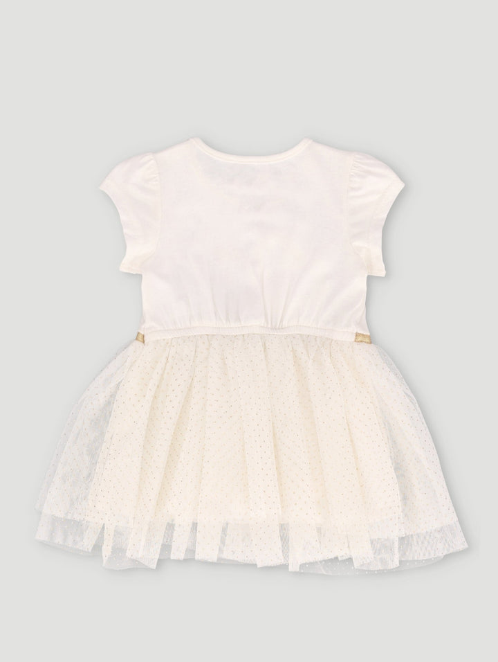 Baby Girls Heart Tuille Dress - Cream