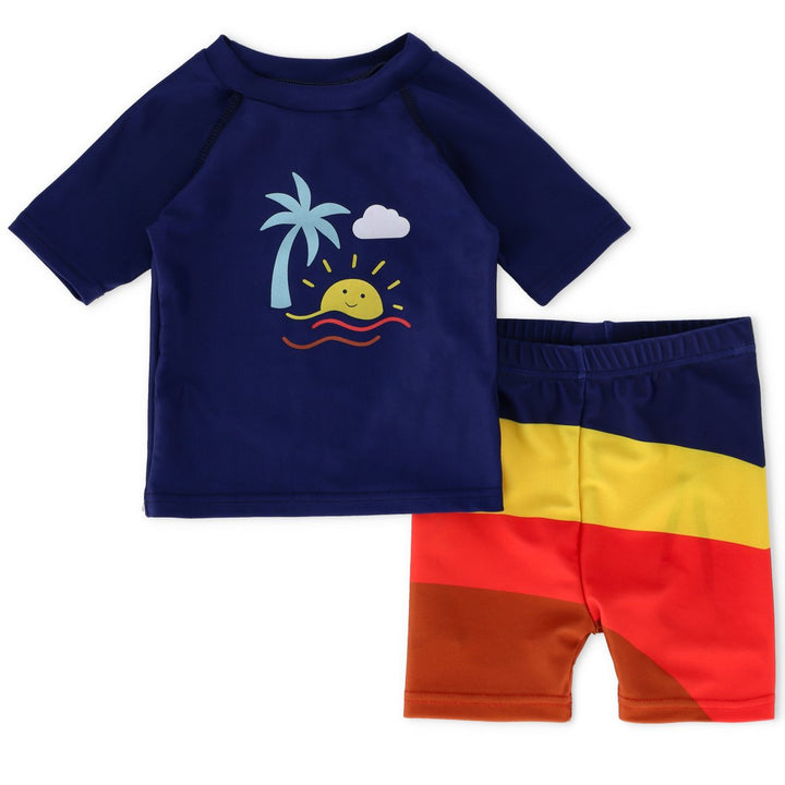 Baby Boys 2 Piece Rash Vest Bottom Swimwear - Navy