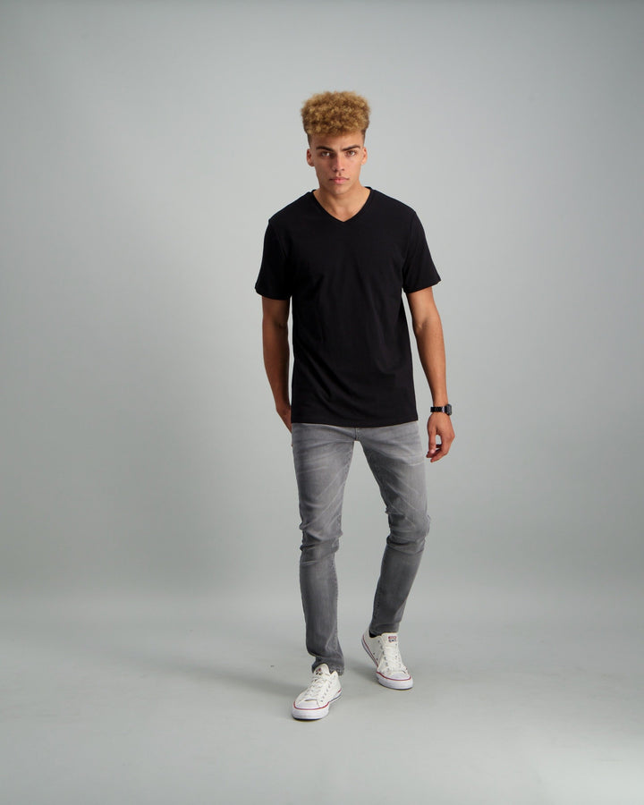 Men's Stretch Basic V-Neck Slim T-Shirt - Black