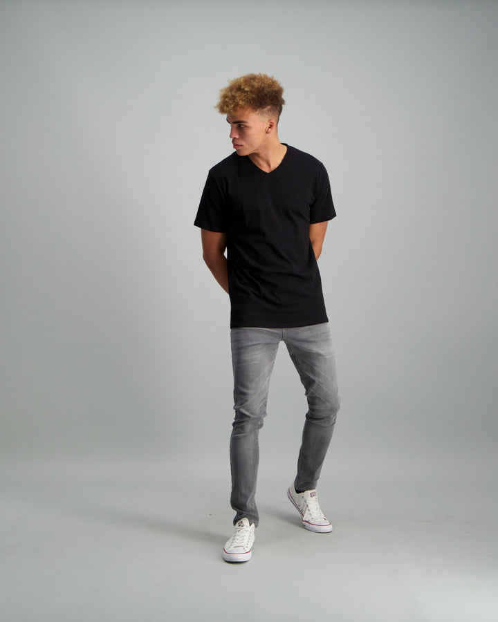 Men's Stretch Basic V-Neck Slim T-Shirt - Black