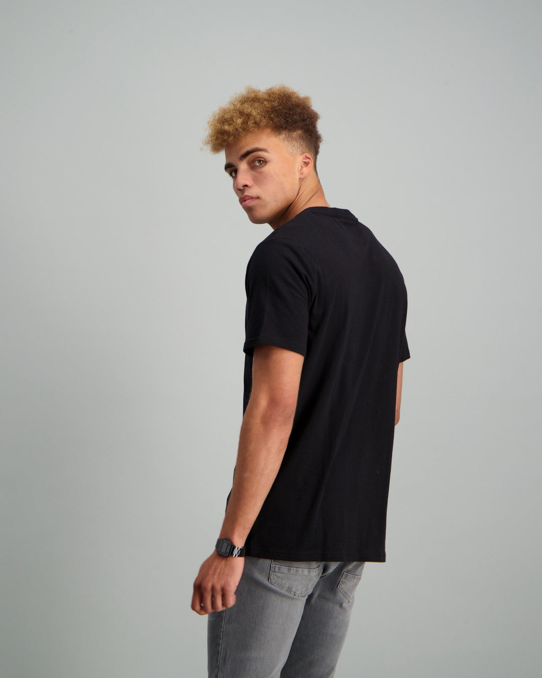 Men's Stretch Basic V-Neck Slim T-Shirt - Black