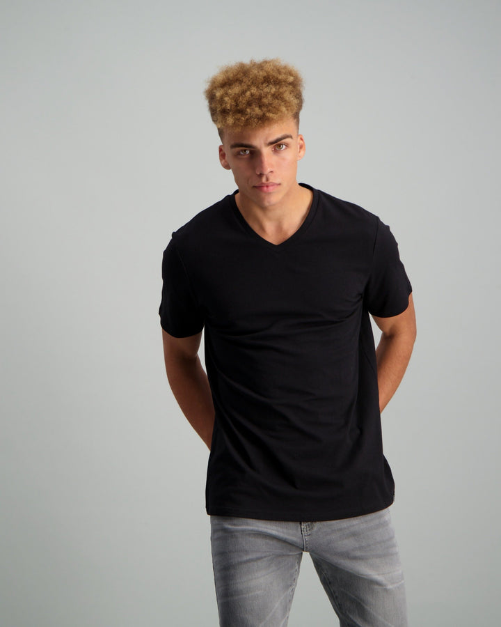 Men's Stretch Basic V-Neck Slim T-Shirt - Black