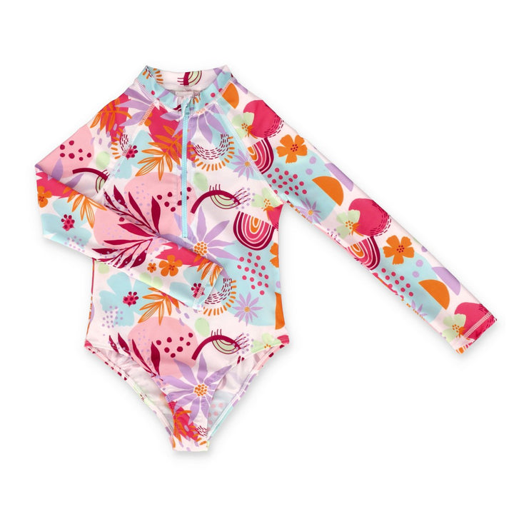 Pre-Girls Foliage Printed Rasher Swimwear