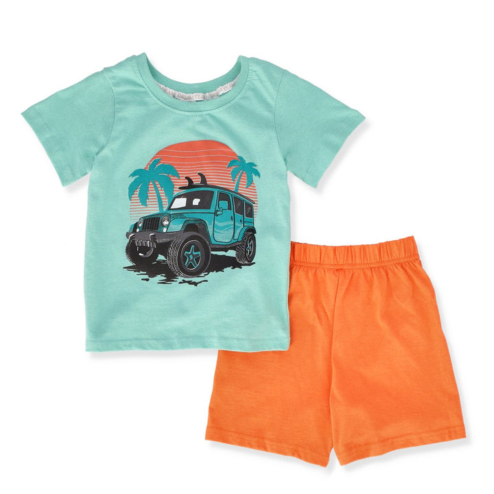 Boys Short Sleeve 4X4 Beach Sleepwear - Mint
