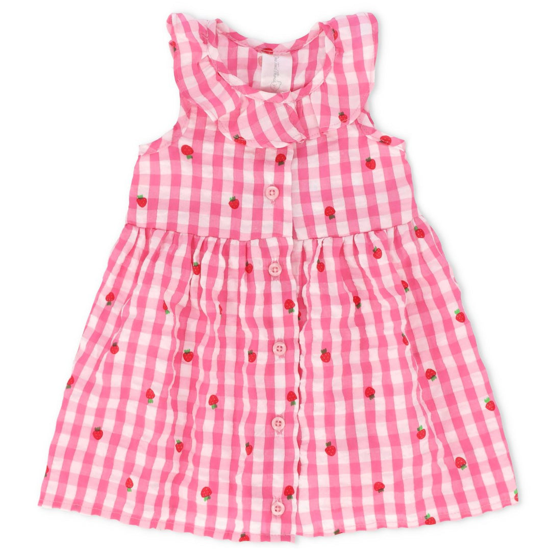 Baby Girls Strawberry Woven Dress - Pink