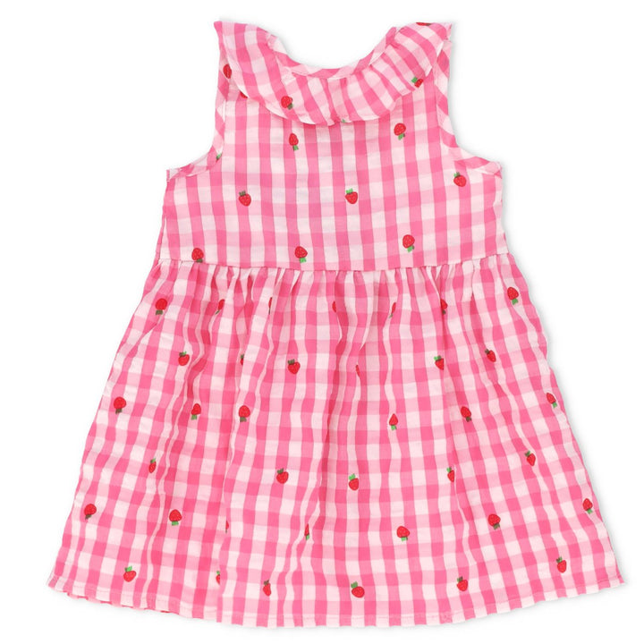Baby Girls Strawberry Woven Dress - Pink