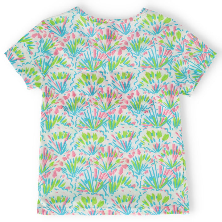Pre-Girls Short Sleeve Foliage All Over Foil Print Top