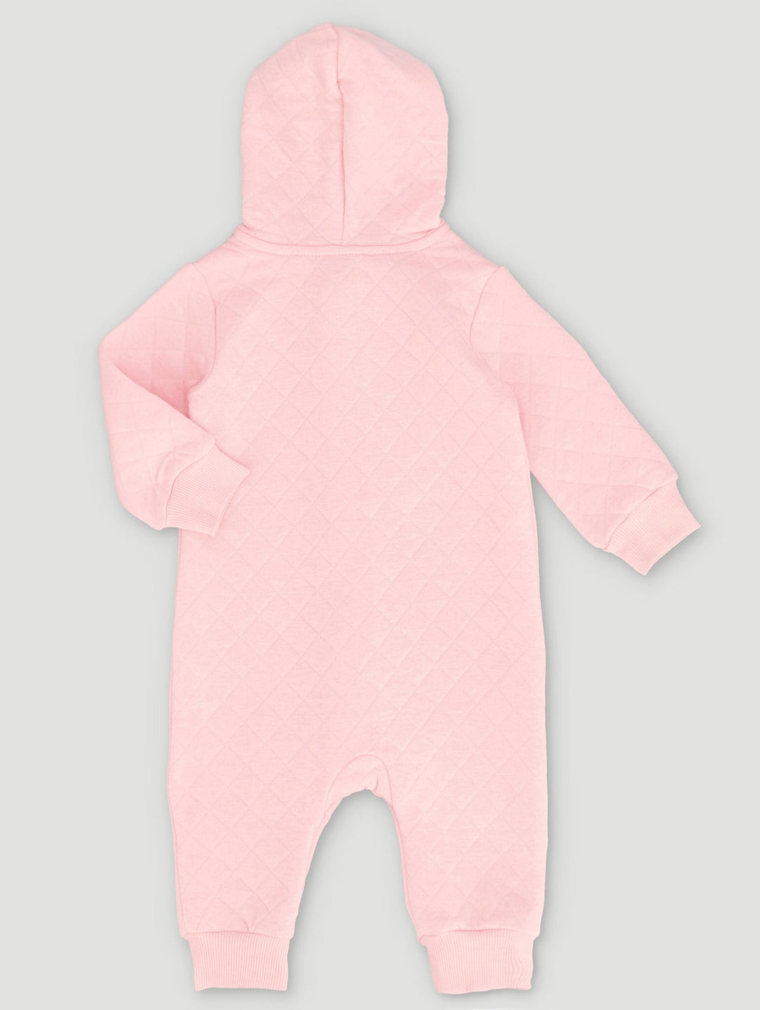 Long Sleeve Quilted Hooded Fleece Babygrow - Pink