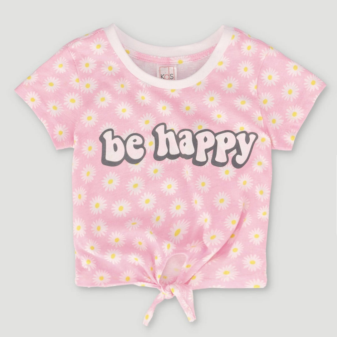 Pre-Girls Short Sleeve Flower All Over Print Top