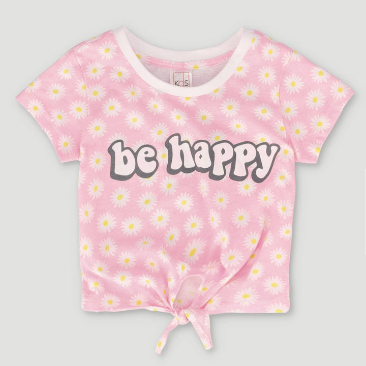 Pre-Girls Short Sleeve Flower All Over Print Top