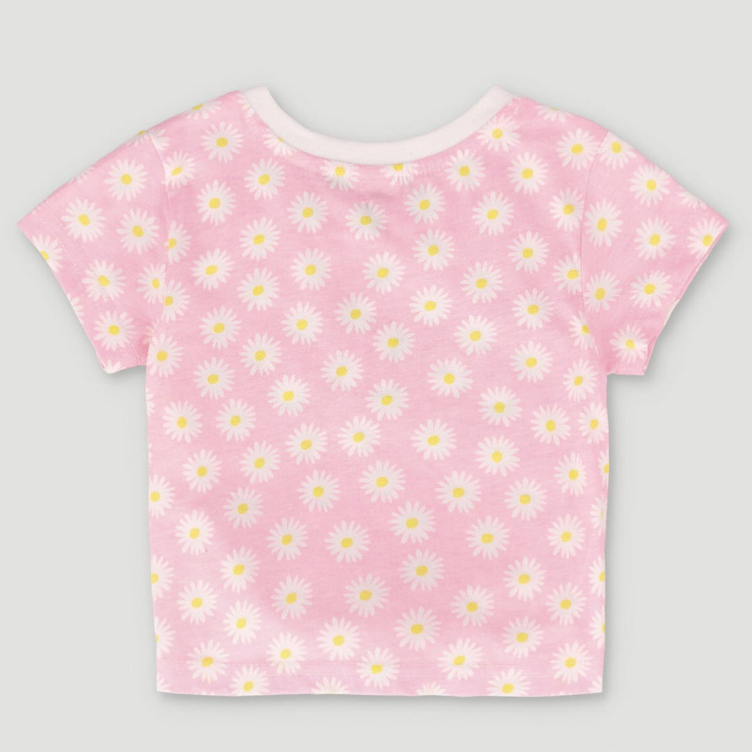 Pre-Girls Short Sleeve Flower All Over Print Top