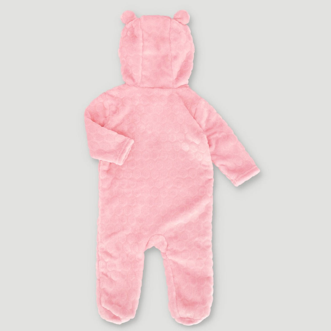 Long Sleeve Hooded Babygrow - Pink