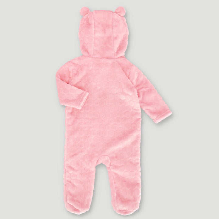 Long Sleeve Hooded Babygrow - Pink
