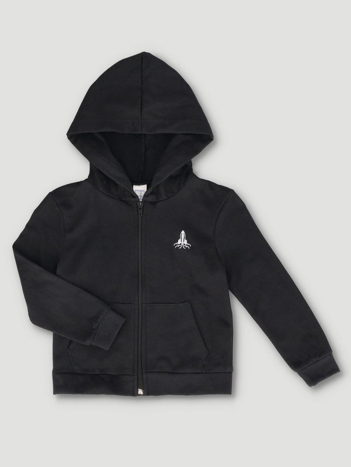 Zip Through Hoody - Black