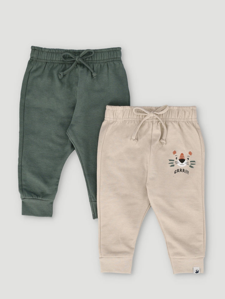 Baby Boys 2 Pack Jogger Tiger Face - Dark Green