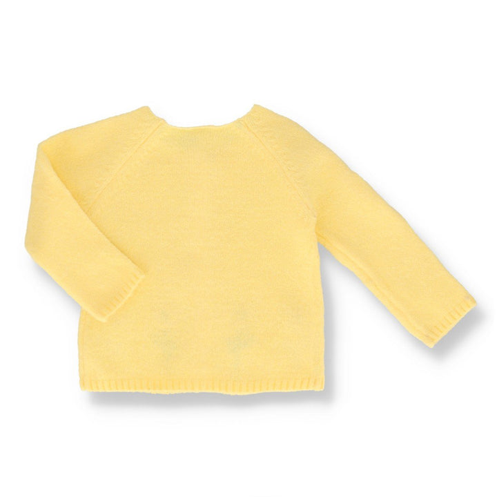 Baby Girls Long Sleeve Flower Chenille Cardigan - Yellow
