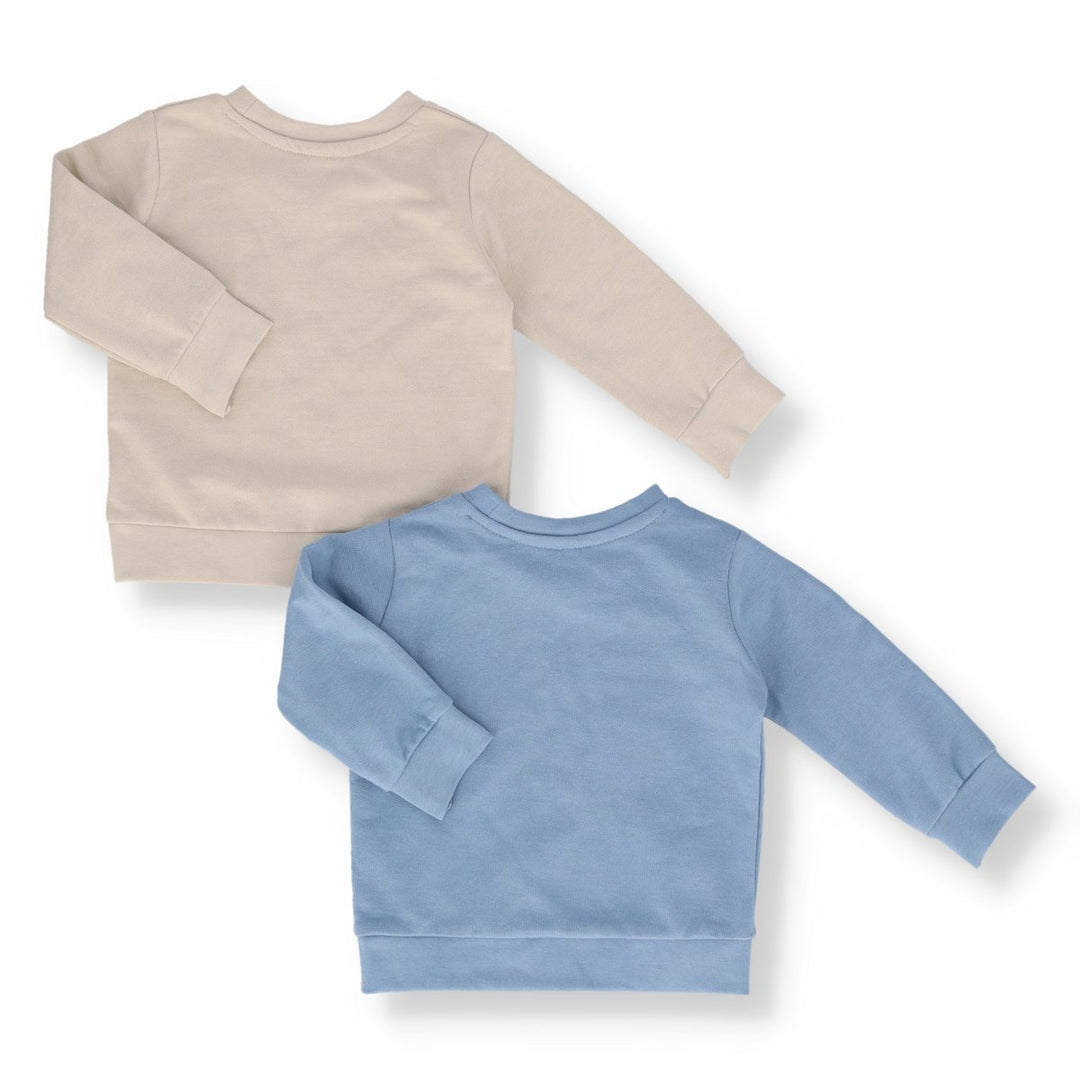 Baby Boys 2 Pack Long Sleeve Sweat Top - Mid Blue