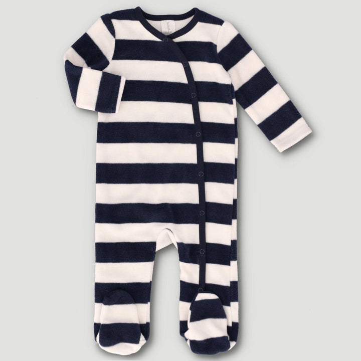 Long Sleeve Polarfleece Stripe Sleepsuit - Navy