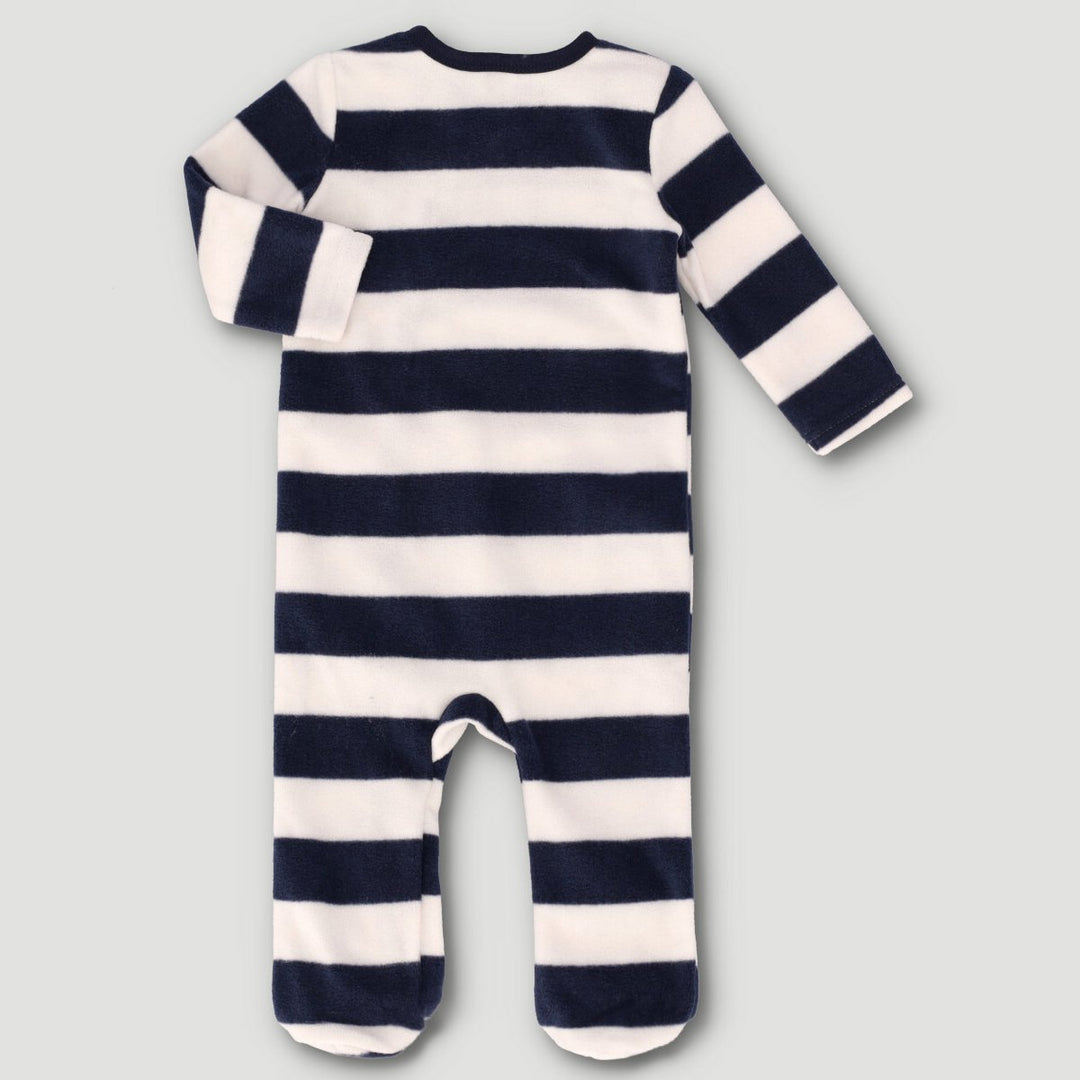 Long Sleeve Polarfleece Stripe Sleepsuit - Navy