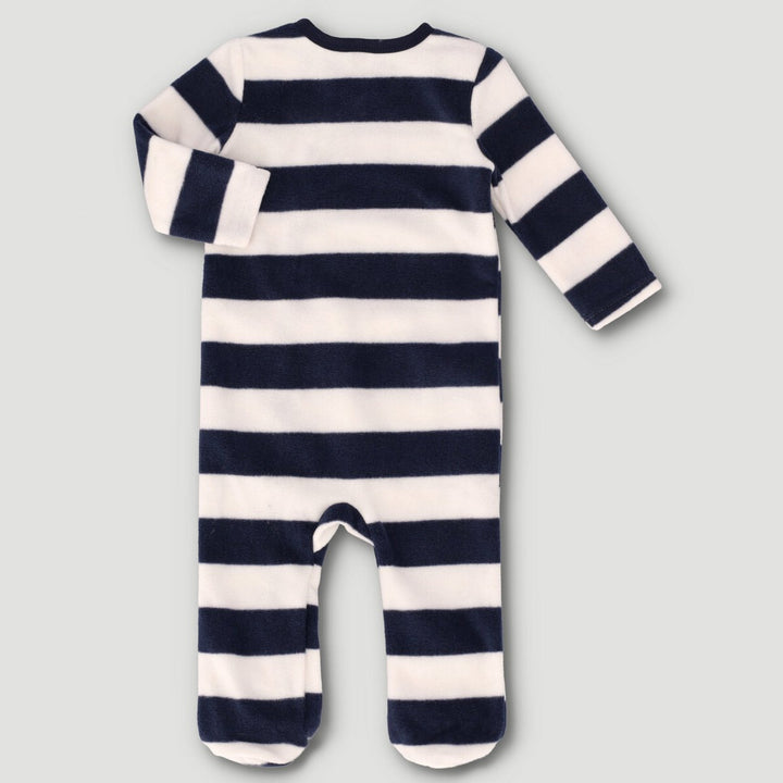 Long Sleeve Polarfleece Stripe Sleepsuit - Navy