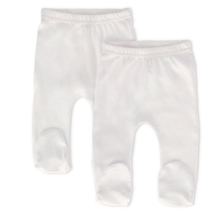 Baby Boys 2 Pack Footed Legging - White