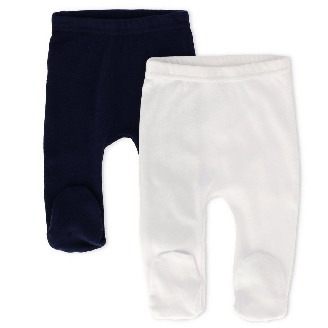 Baby Boys 2 Pack Footed Legging - Navy/White