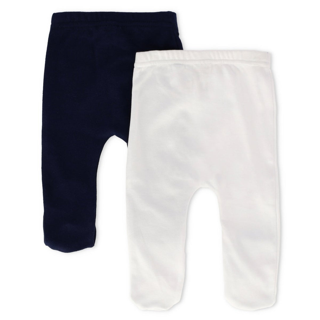 Baby Boys 2 Pack Footed Legging - Navy/White