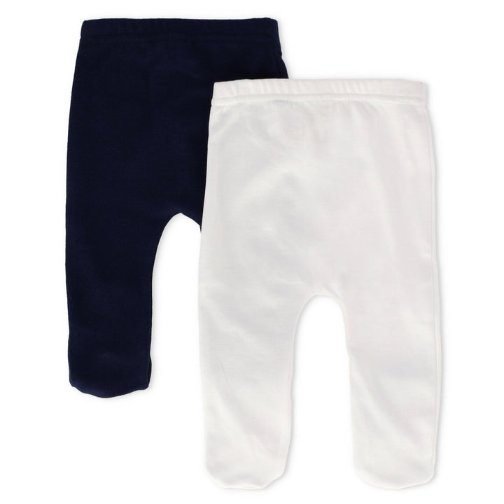 Baby Boys 2 Pack Footed Legging - Navy/White