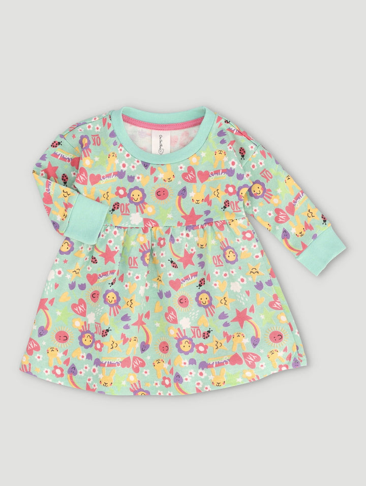 Rainbow Fleece Dress - Mint