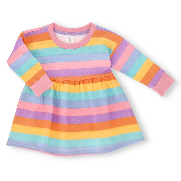 Baby Girls Long Sleeve Striped Fleece Dress