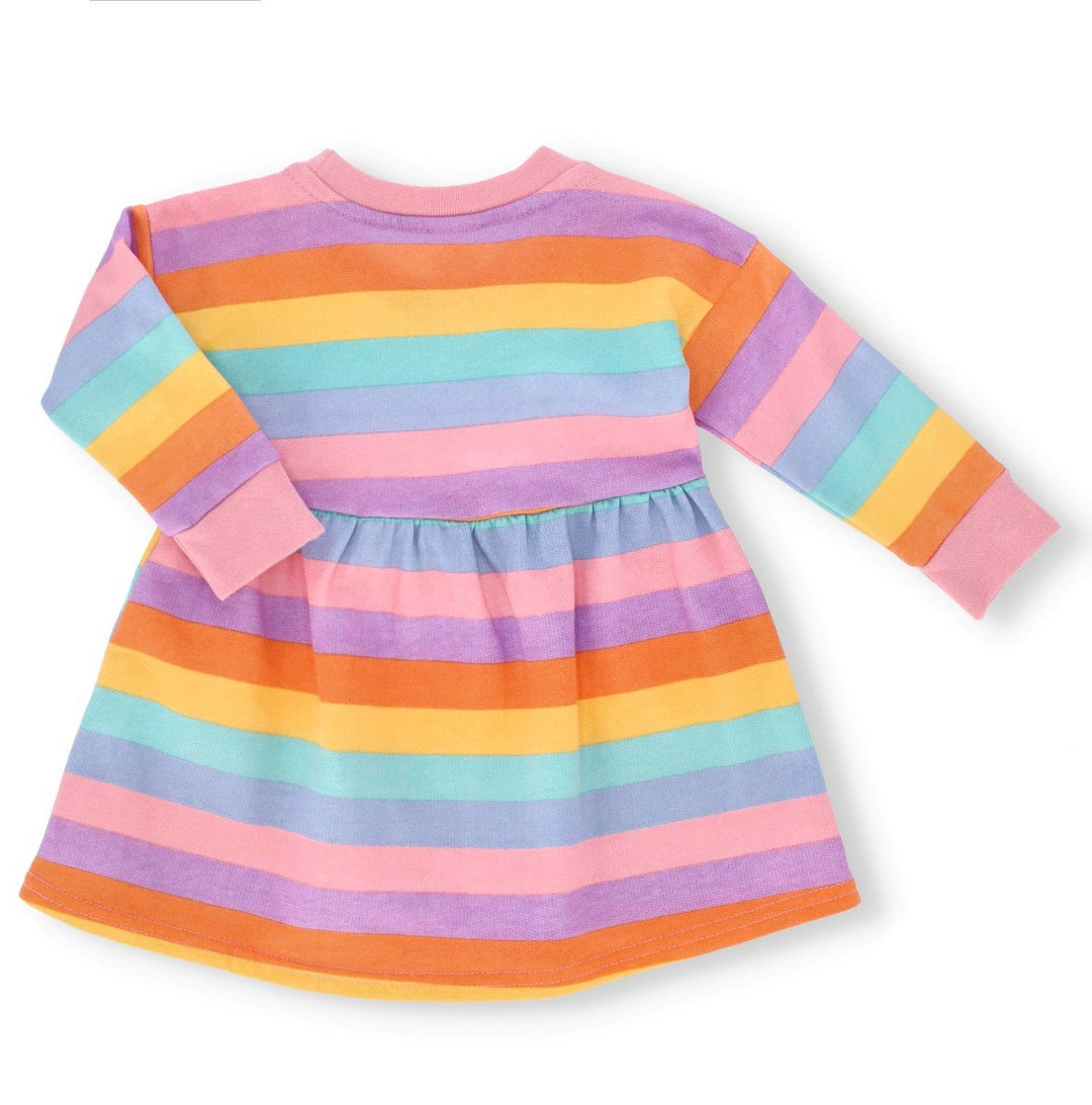 Baby Girls Long Sleeve Striped Fleece Dress