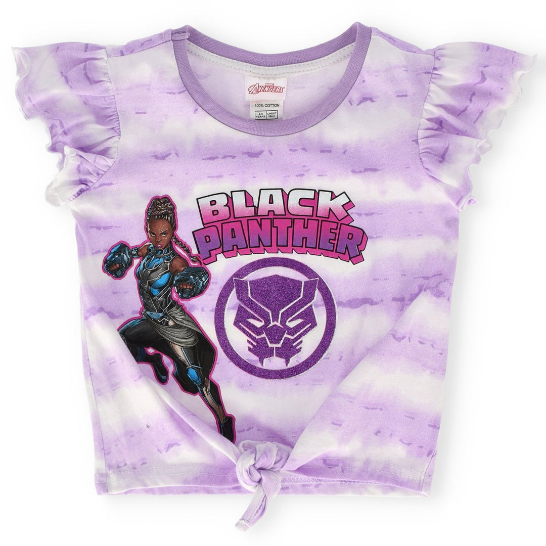 Pre-Girls Short Sleeve Black Panther All Over Print Top - Purple