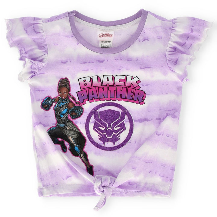 Pre-Girls Short Sleeve Black Panther All Over Print Top - Purple