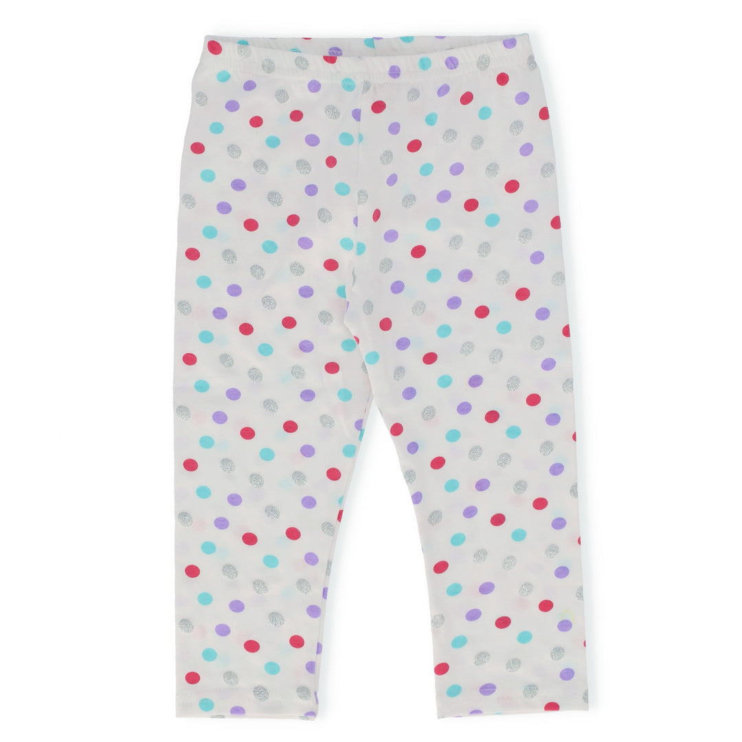 Pre-Girls All Over Print Glitter Legging - White