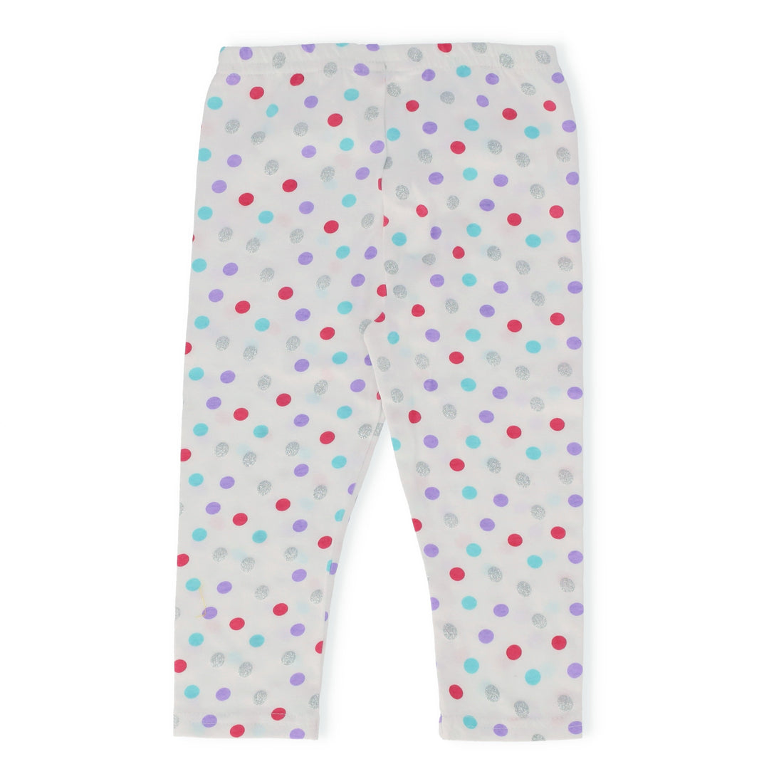 Pre-Girls All Over Print Glitter Legging - White