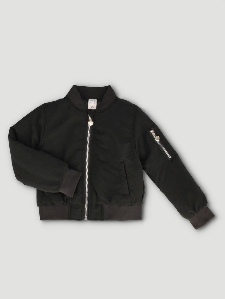 Pre-Girls Fashion Bomber Jacket - Black