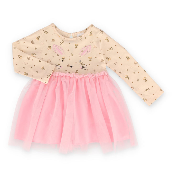 Baby Girls Long Sleeve Bunny Partydress - Pink