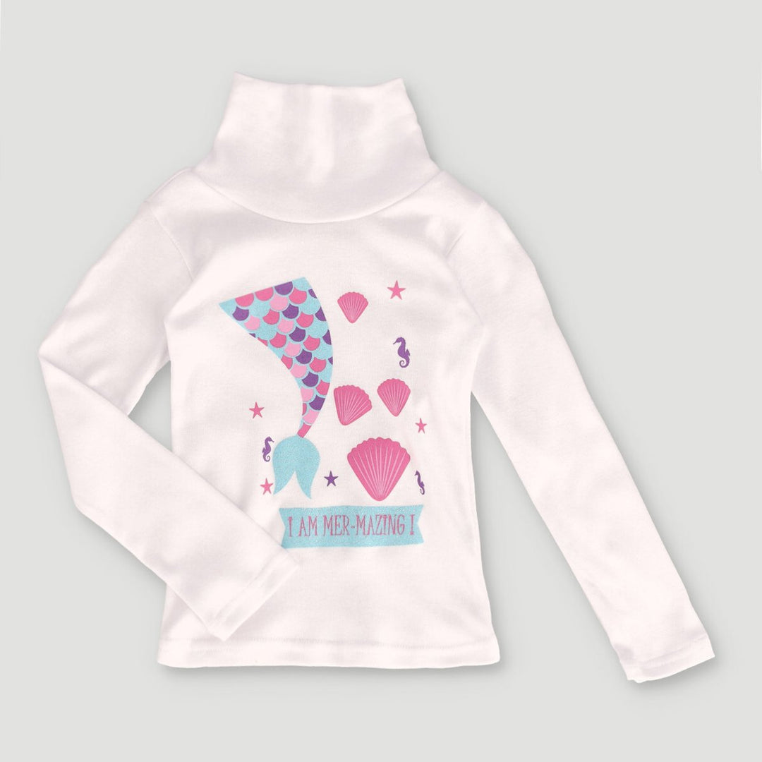 Polonecks With Mermaid Tail Print - White