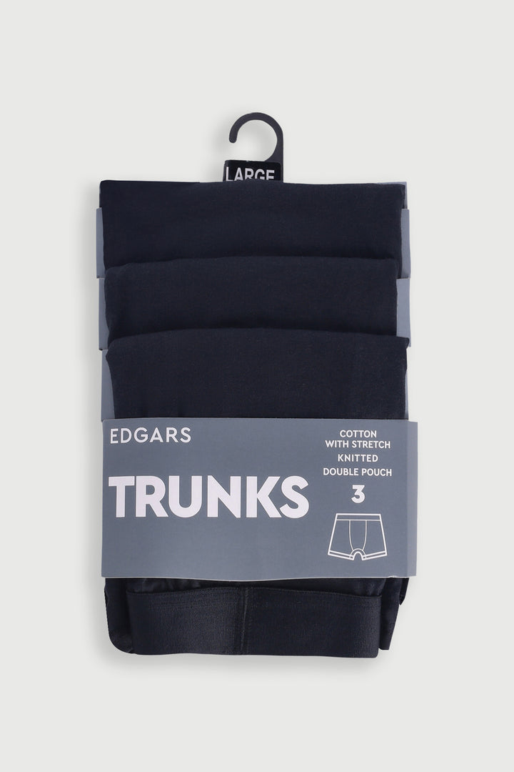 Men's 3 Pack Plain Trunk - Black
