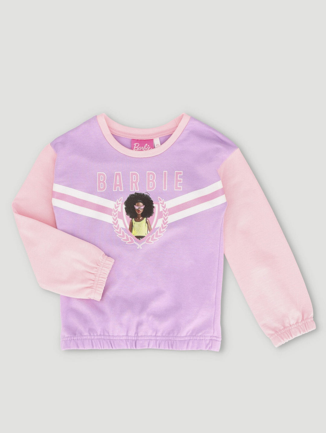 Pre-Girls Barbie Colourblock Crew Neck Top Pink