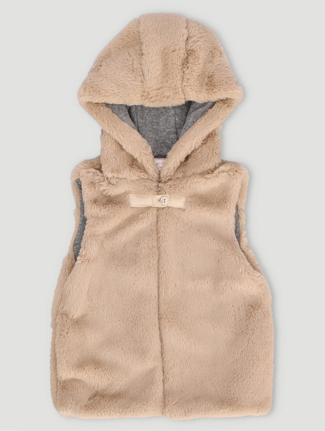 Pre-Girls Faux Fur Hooded Gilet Jacket - Cream
