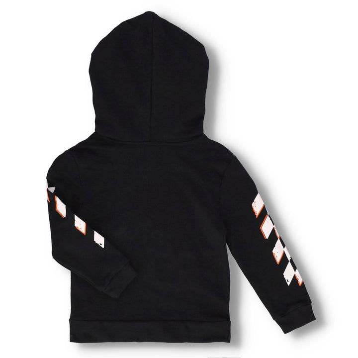 Pre-Boys Printed Hood Zip Through Kanga Top - Black