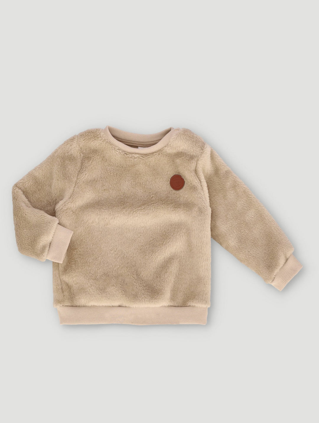 Fluffy Fleece Pullover Top - Stone