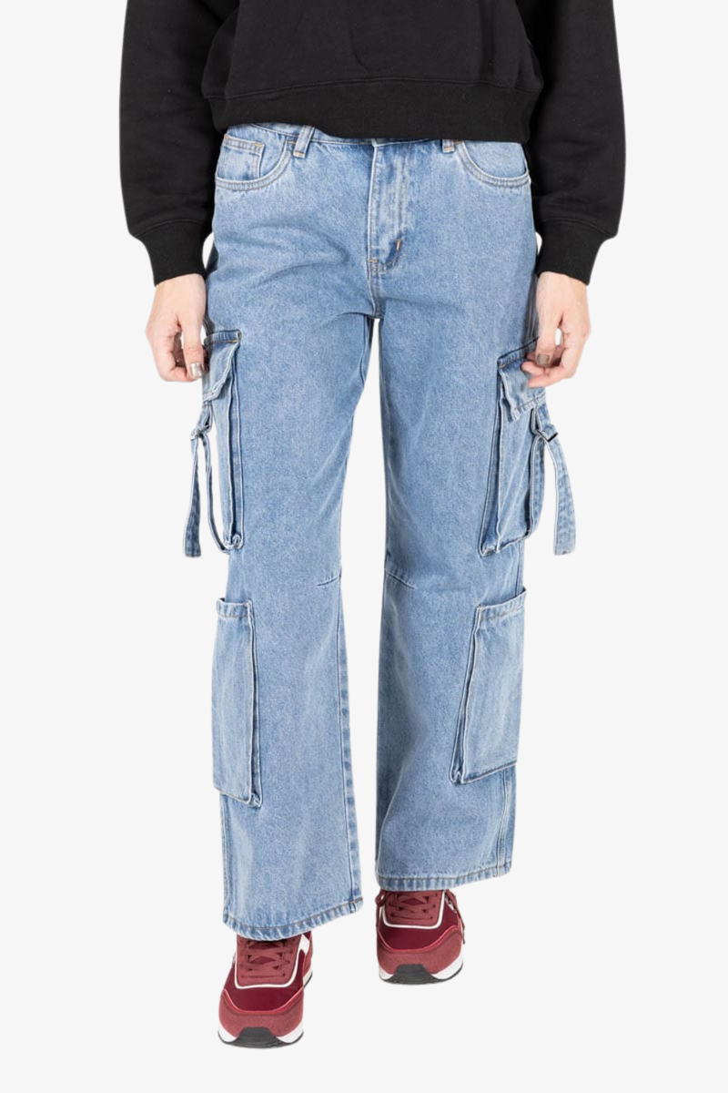 Wideleg Cargo Denim - Light Indigo