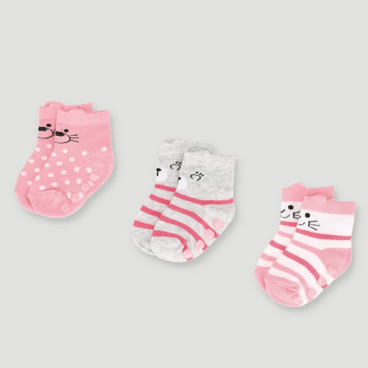 3 Pack Cotton Socks - Pink