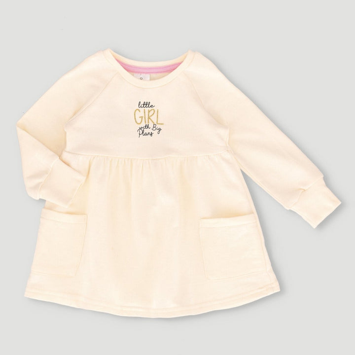 Slogan Fleece Dress - Cream