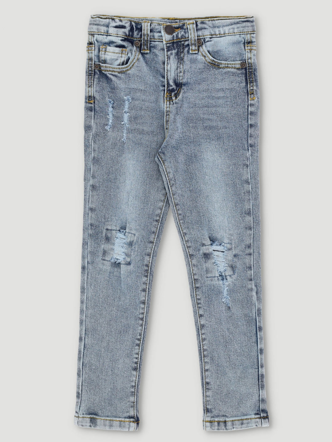 Pre-Boys Fashion Skinny Denim Jeans With Knee Rips - Light Blue