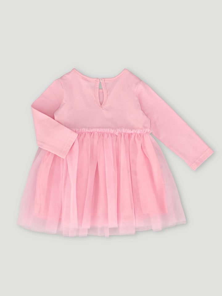 Baby Girls Long Sleeve Crown Party Dress - Pink