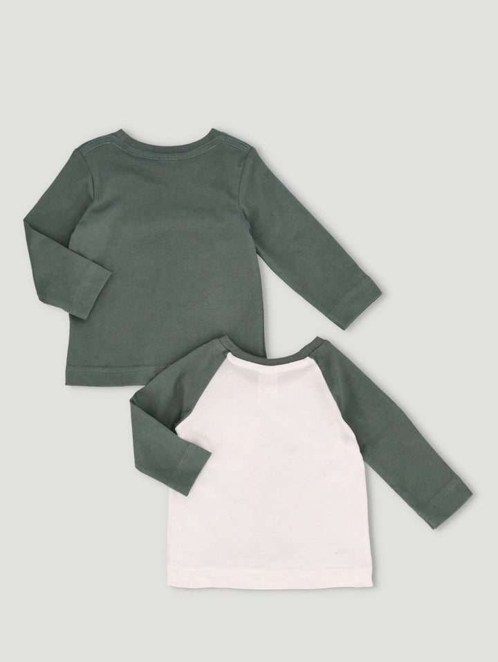 Baby Boys 2 Pack Long Sleeve Raglan Tee - Dark Green